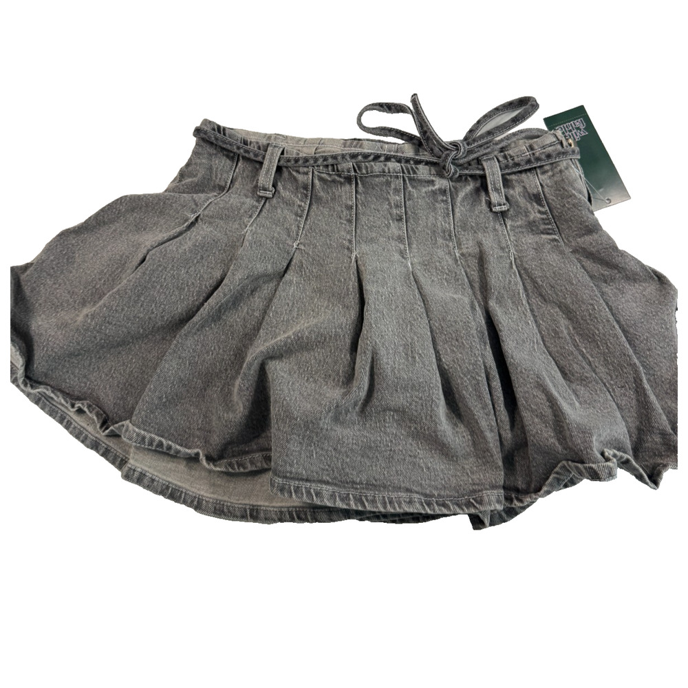 Wild Fable Women's Pleated Mini Skirt Size 0 Gray Wash Denim NWT